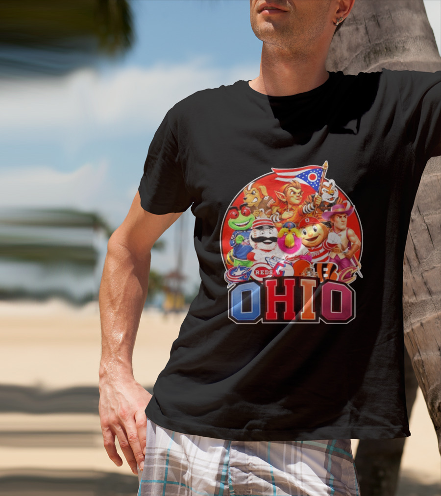 Ohio Sports Teams Mascots Cleveland Guardians Reds Bengals Browns Buckeyes Reds Crew Indians Fan T-Shirt