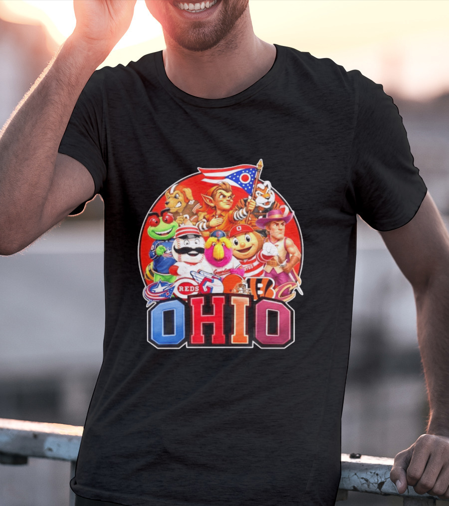 Ohio Sports Teams Mascots Cleveland Guardians Reds Bengals Browns Buckeyes Reds Crew Indians Fan T-Shirt