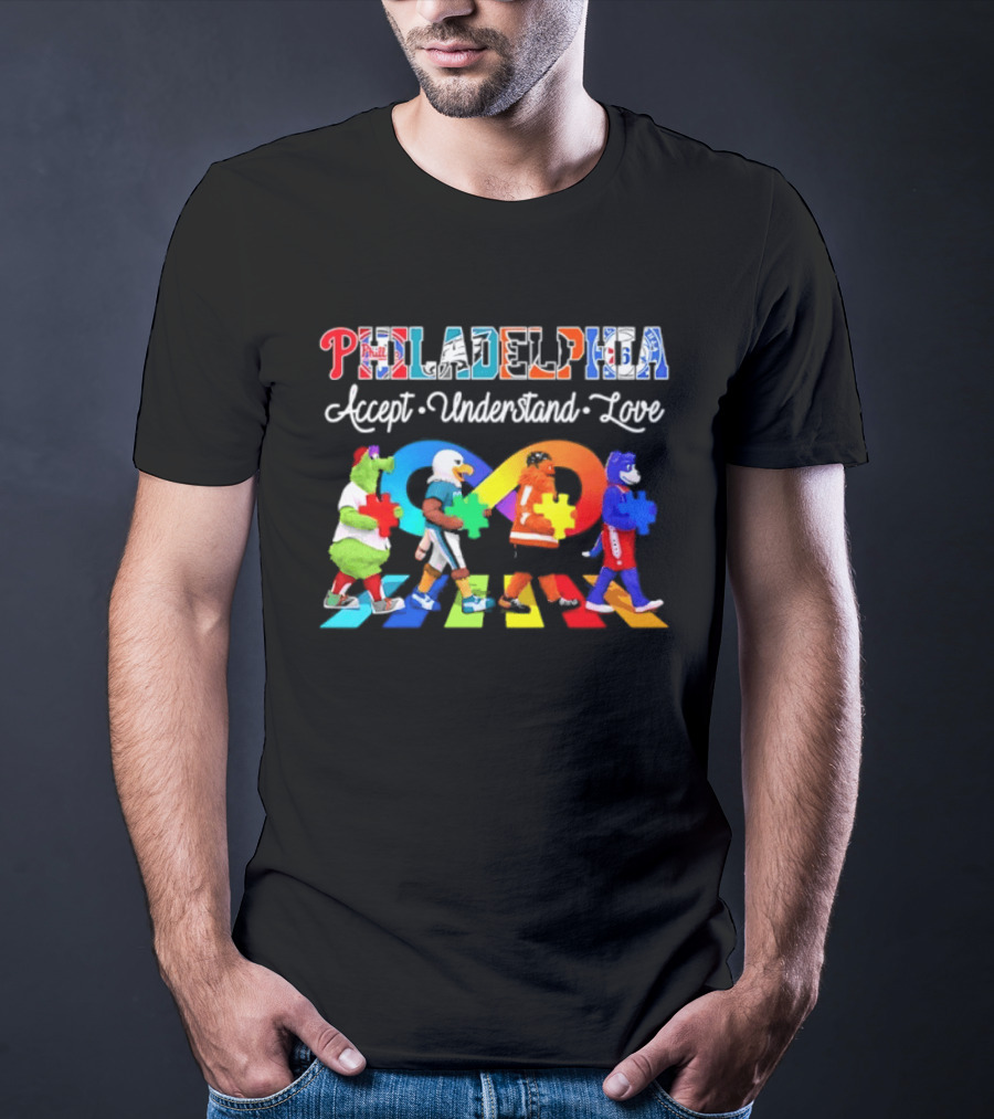 Philadelphia Mascots Accept Understand Love Puzzle Parade T-Shirt