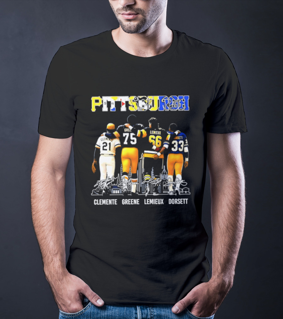 Pittsburgh Sports Legends Clemente Greene Lemieux Dorsett T-Shirt