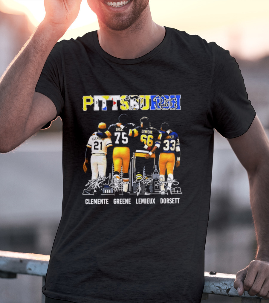 Pittsburgh Sports Legends Clemente Greene Lemieux Dorsett T-Shirt