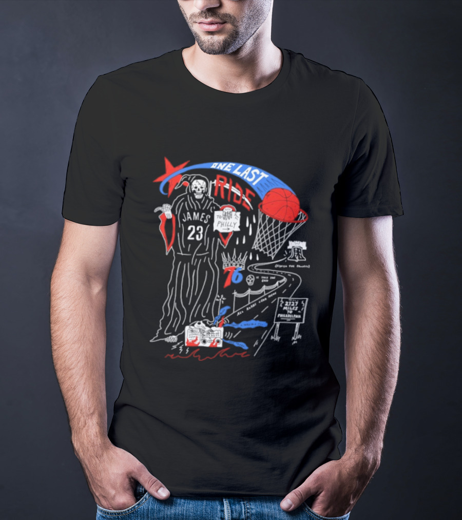 James 23 Finish The Process One Last Ride Reaper Philly Basketball Journey T-Shirt