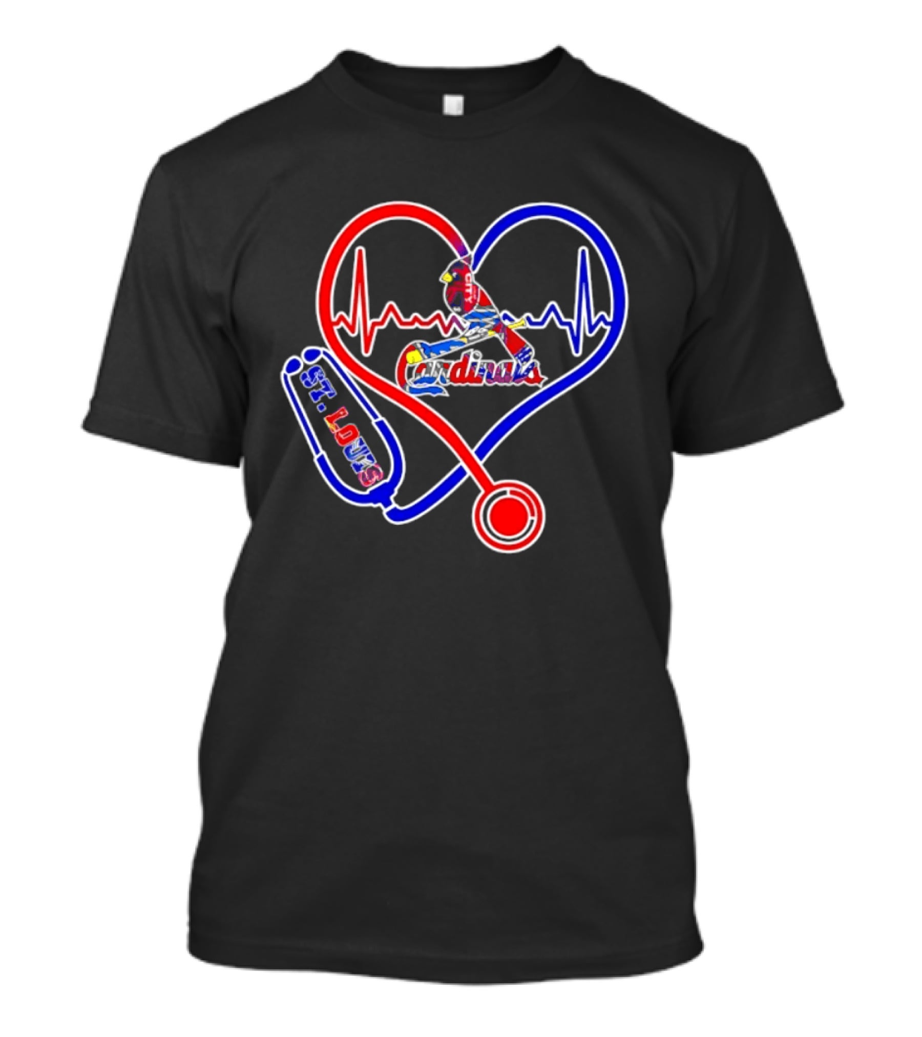 St Louis Cardinals Heartbeat Stethoscope Fan Pride T-Shirt