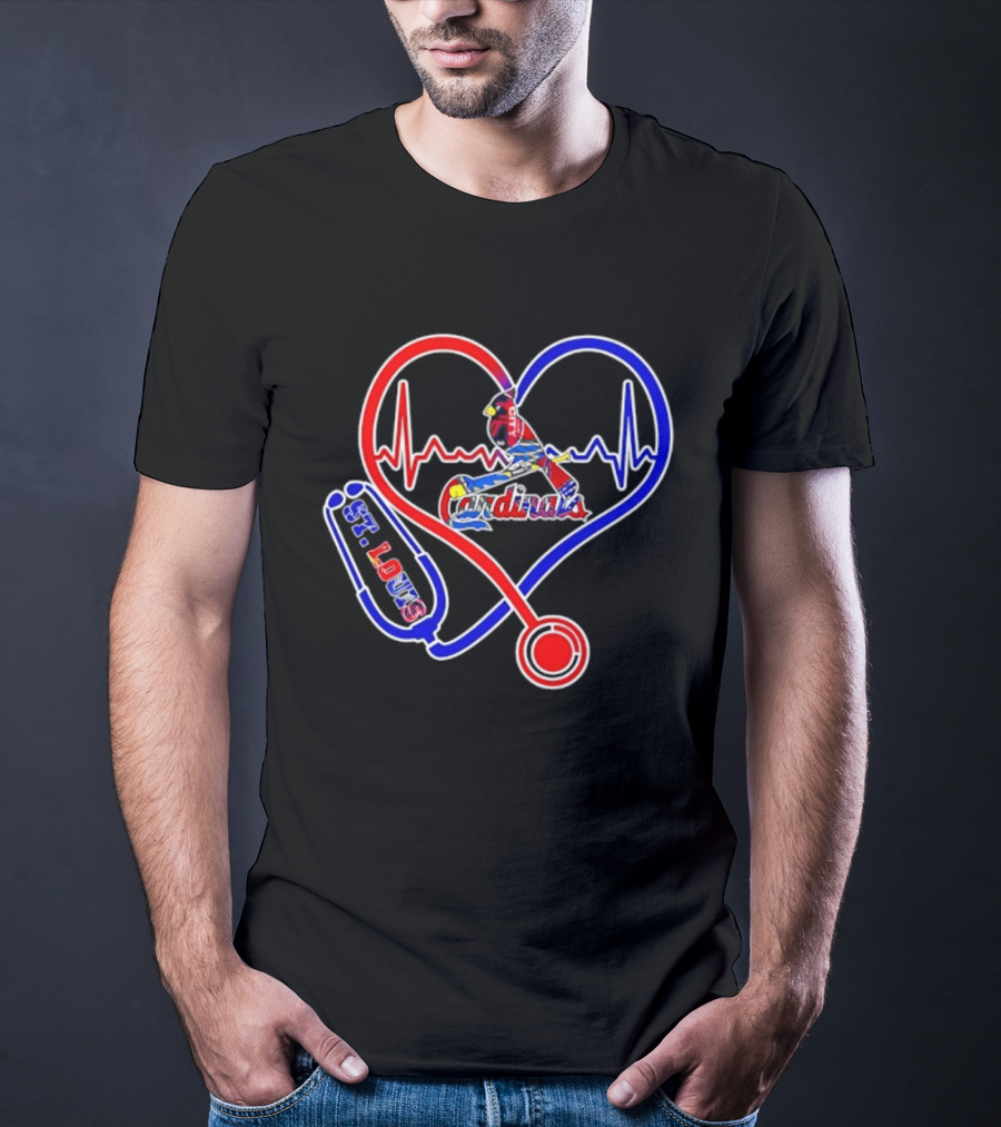 St Louis Cardinals Heartbeat Stethoscope Fan Pride T-Shirt