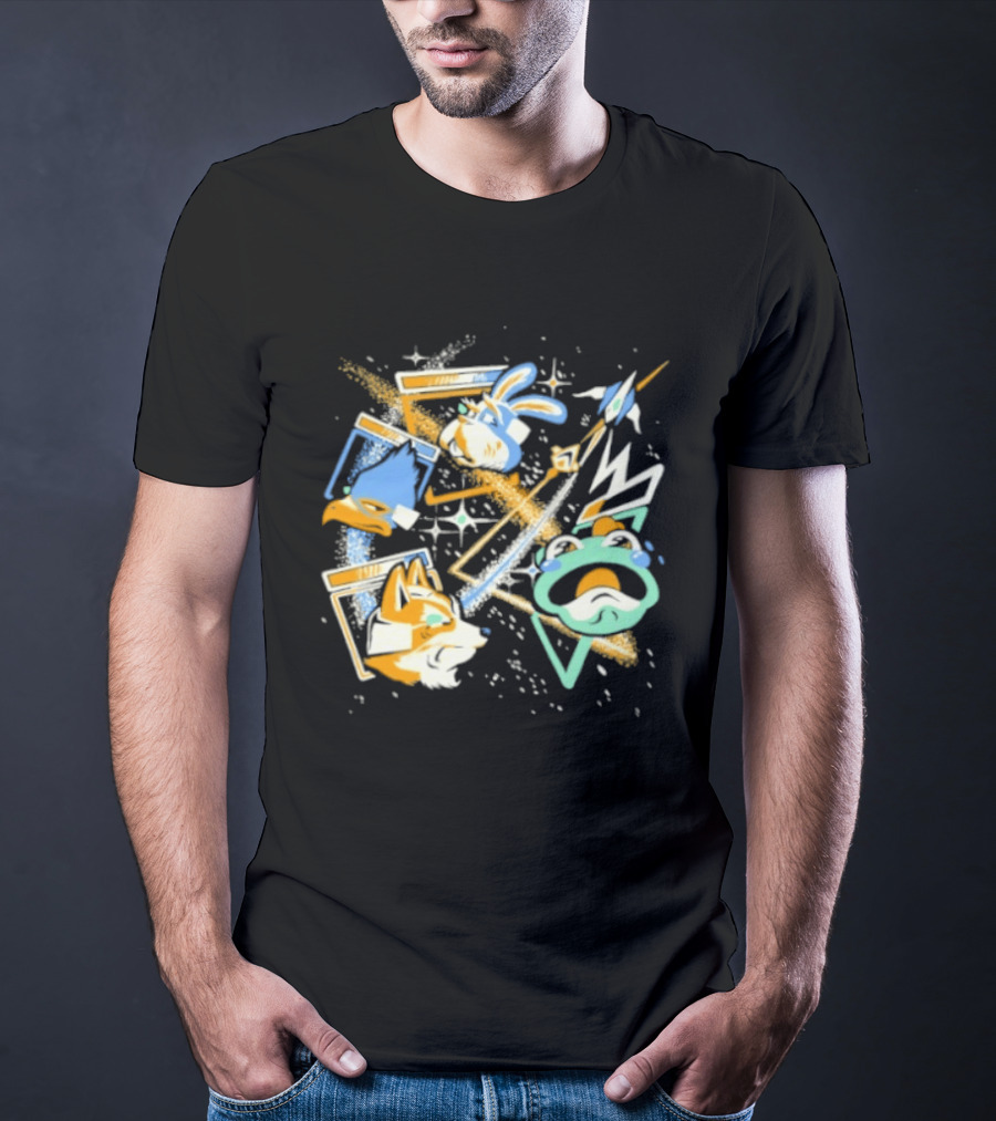 Star Fox Team Collage Falco Lombardi Peppy Hare Retro Style Graphics Gaming Nostalgia T-Shirt