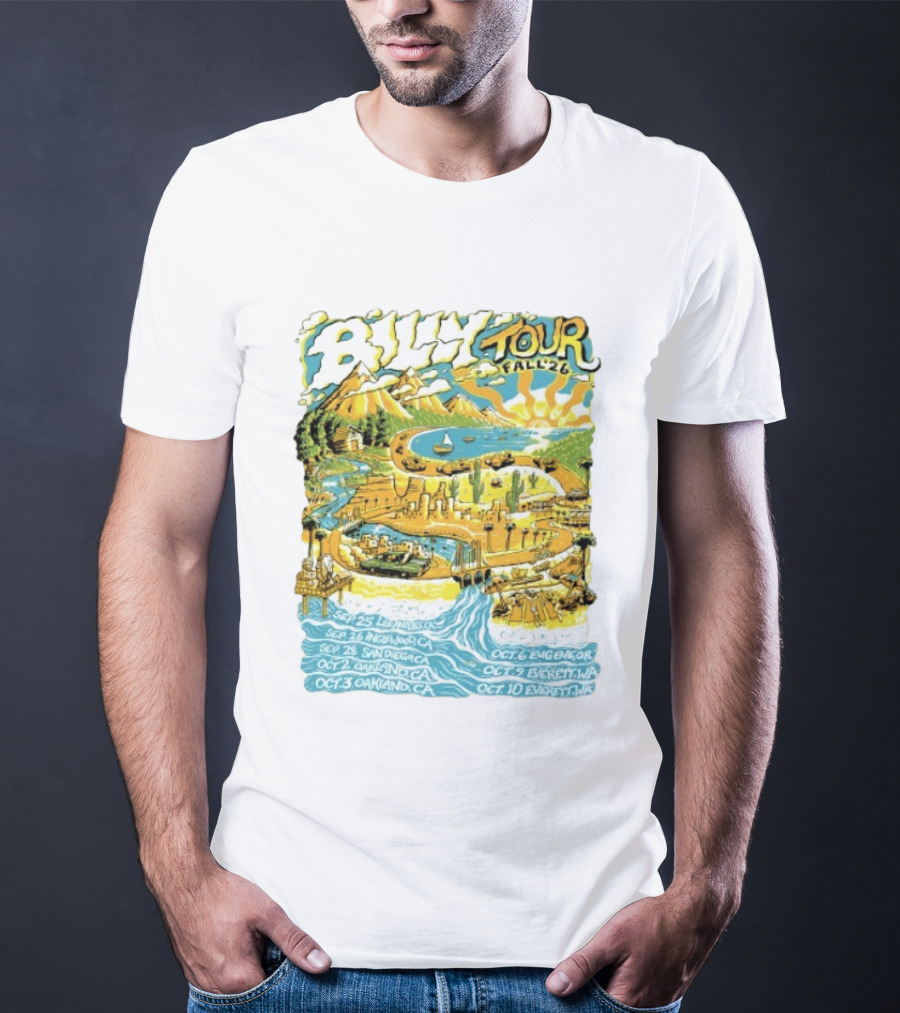 Billy Tour Fall '26 West Coast Concert Dates San Diego Oakland Eugene Everett T-Shirt