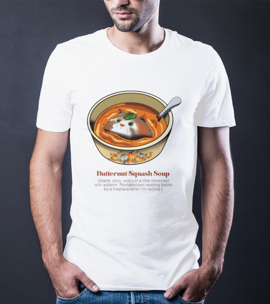 Butternut Squash Soup Cat Floating Whiskers Bowl T-Shirt
