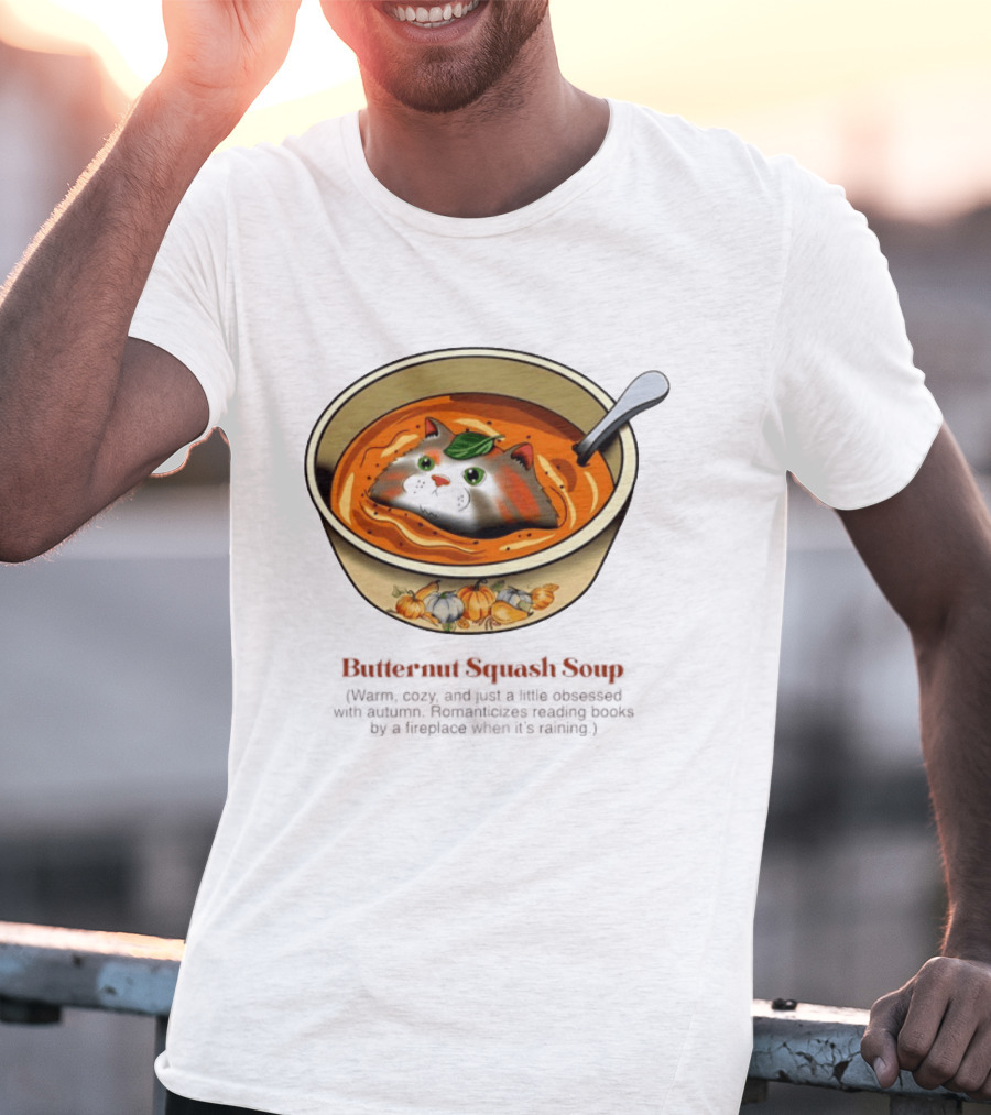 Butternut Squash Soup Cat Floating Whiskers Bowl T-Shirt