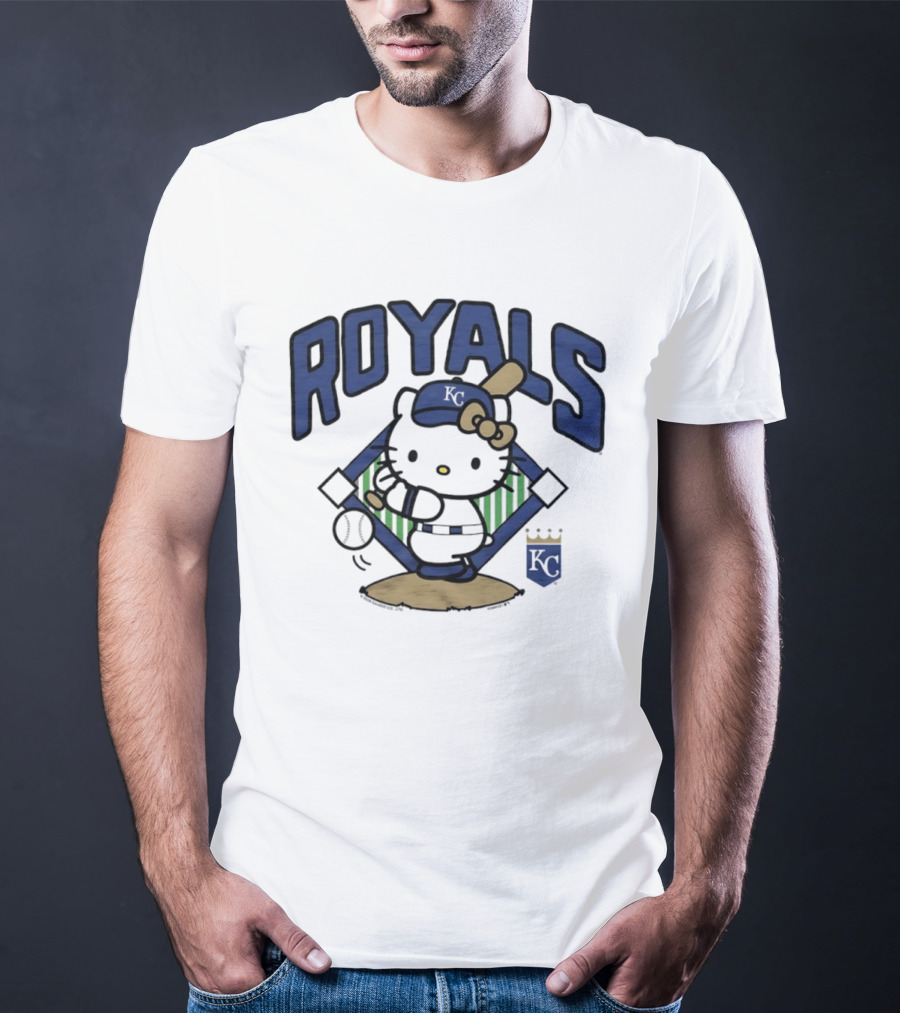 Hello Kitty Royals Baseball KC Batting Scene T-Shirt
