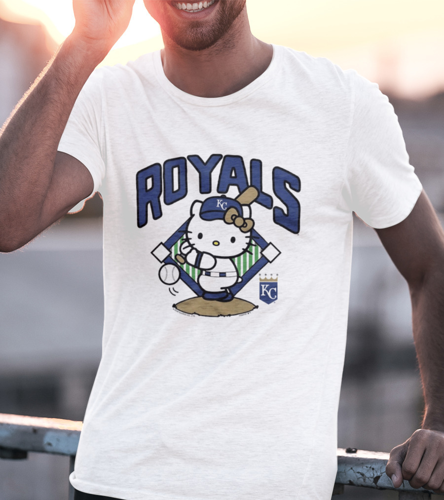 Hello Kitty Royals Baseball KC Batting Scene T-Shirt
