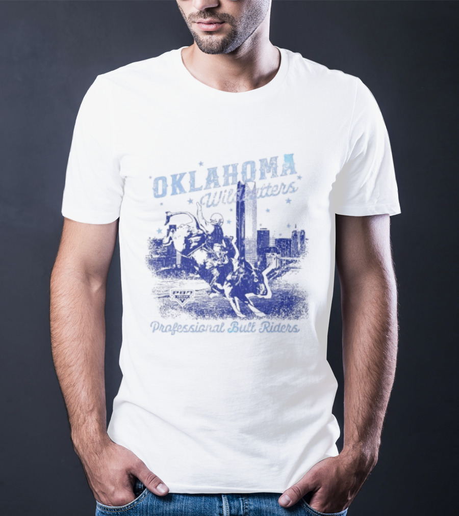 Oklahoma Wildcatters Professional Bull Riders Cowboy City Skyline T-Shirt