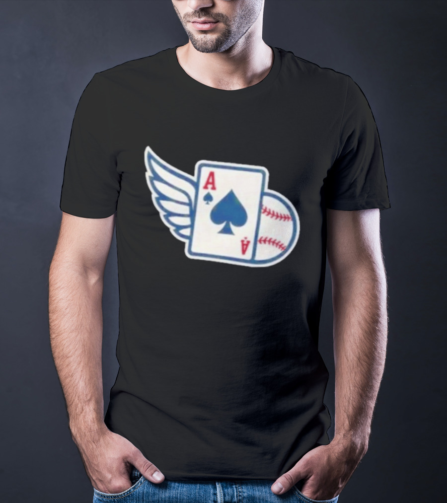 Ace Of Spades Baseball Winged Playing Card T-Shirt