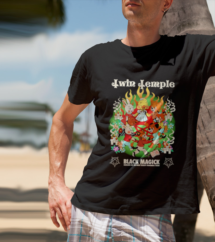 Twin Temple Black Magick Won't Somebody Please Think Of The Children Iconic Pentagram And Occult T-Shirt