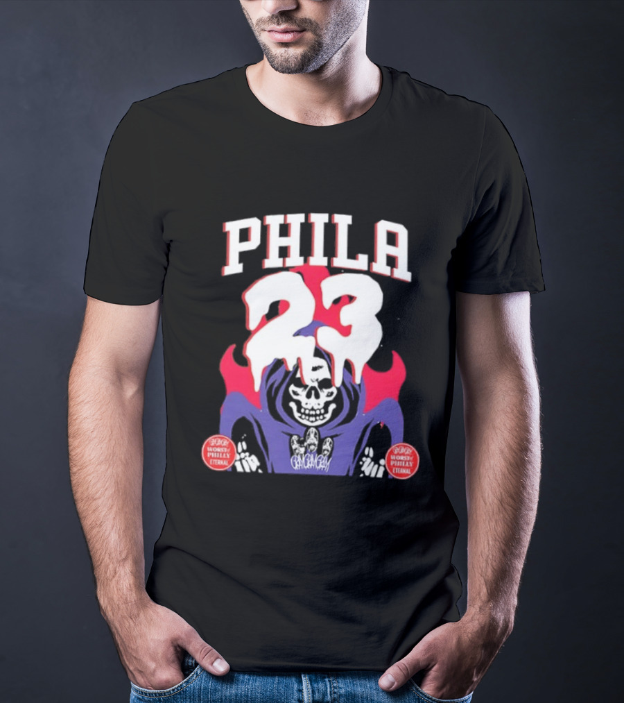 PHILA 23 Skeleton Grim Reaper Spooky Philly Worst Eternal T-Shirt