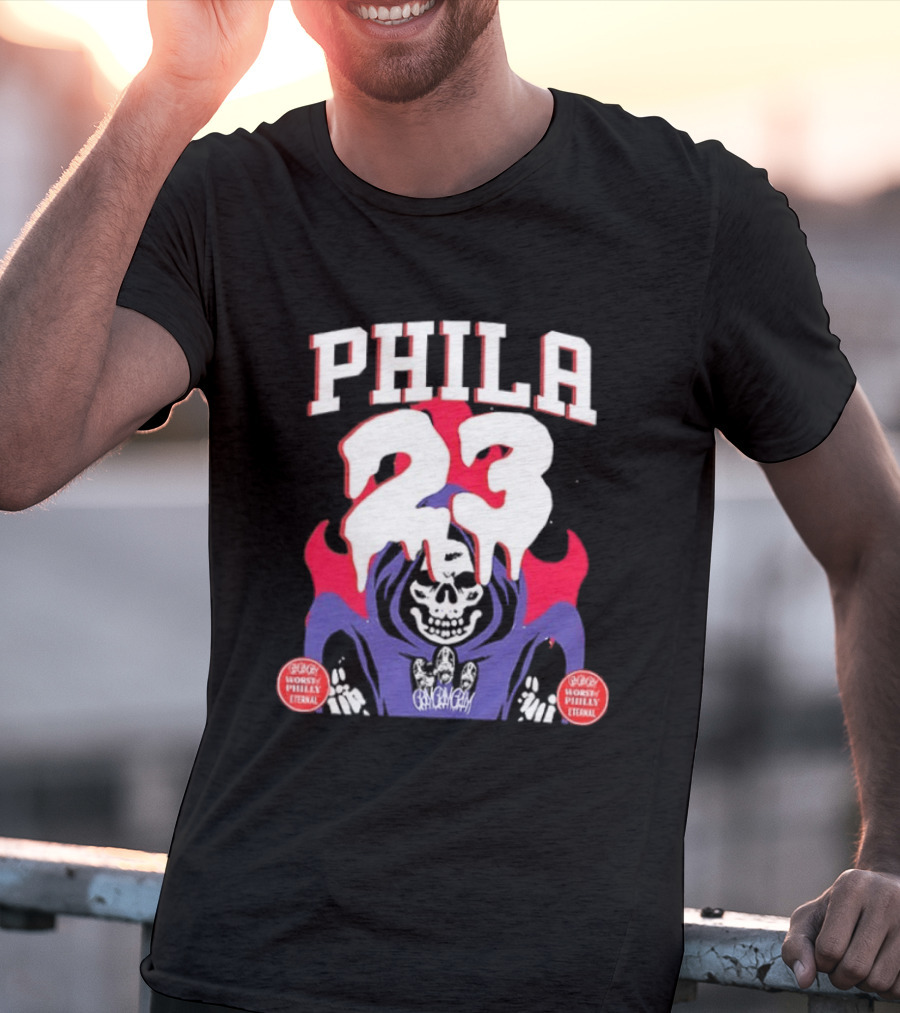 PHILA 23 Skeleton Grim Reaper Spooky Philly Worst Eternal T-Shirt