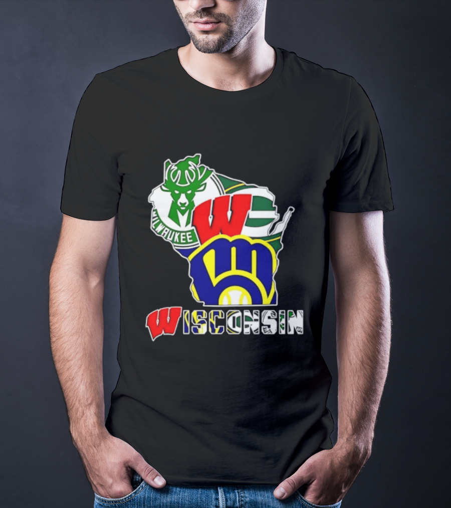 Milwaukee Bucks Green Bay Packers Milwaukee Brewers Collage Wisconsin T-Shirt