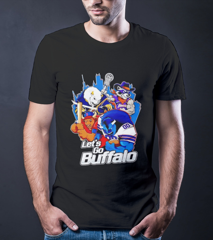Let's Go Buffalo Bandits Sabres Bills Characters Sports Mascots T-Shirt