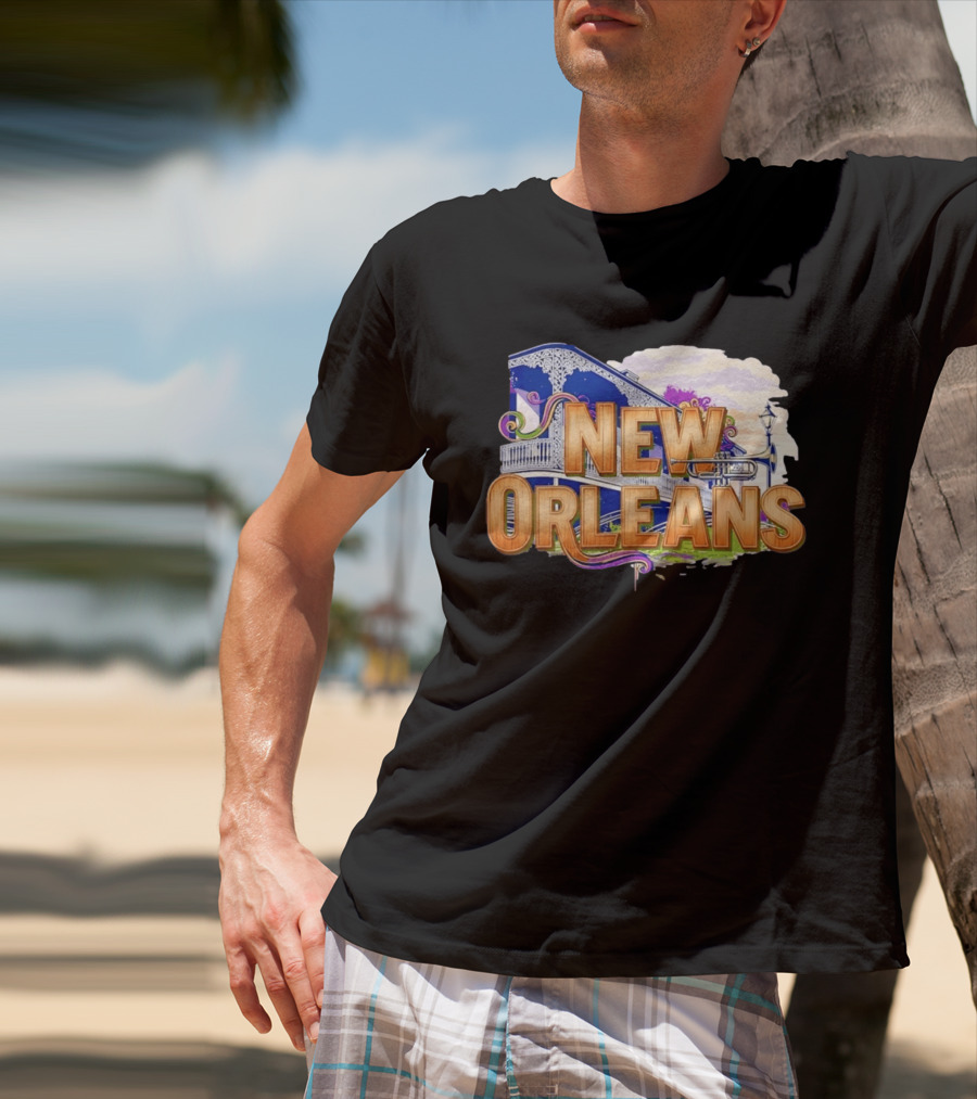 New Orleans Jazz Musical Vibes Trombone Balcony T-Shirt