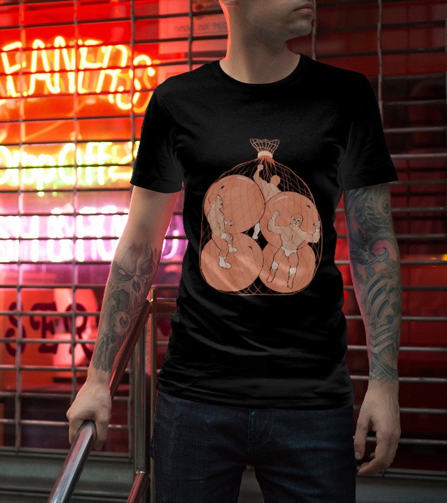 Wrestlers In Orange Produce Bag Mesh T-Shirt