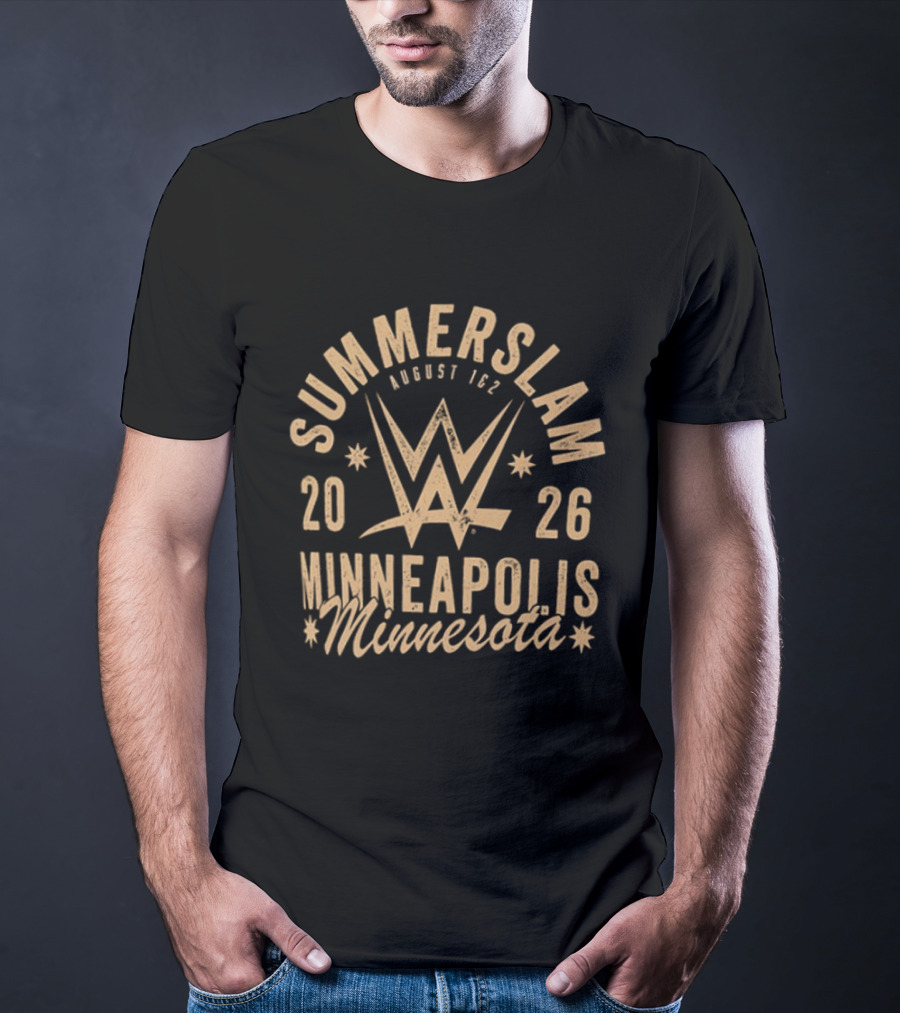 SummerSlam 2026 August 1 & 2 Minneapolis Minnesota WWE Wrestling Event 2 Sided T-Shirt