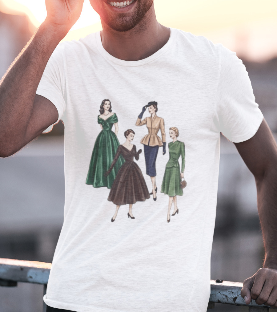 1950s Vintage Fashion Elegant Ladies Dresses T-Shirt