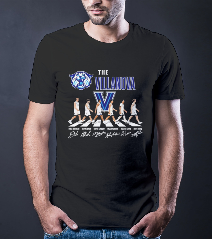 The Villanova Wildcats Abbey Road Duke Brennan Devin Askew Bryce Lindsay Tyler Perkins Acaden Lewis Matt Hodge Signatures T-Shirt