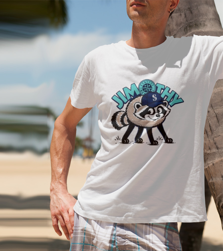 Jimothy Raccoon Seattle Night Cap With Star Compass T-Shirt