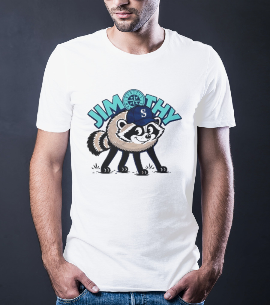 Jimothy Raccoon Seattle Night Cap With Star Compass T-Shirt