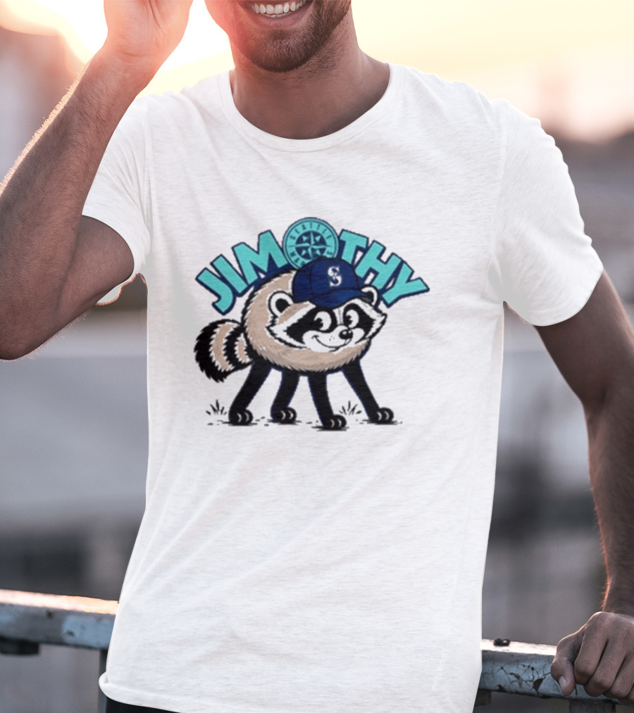 Jimothy Raccoon Seattle Night Cap With Star Compass T-Shirt