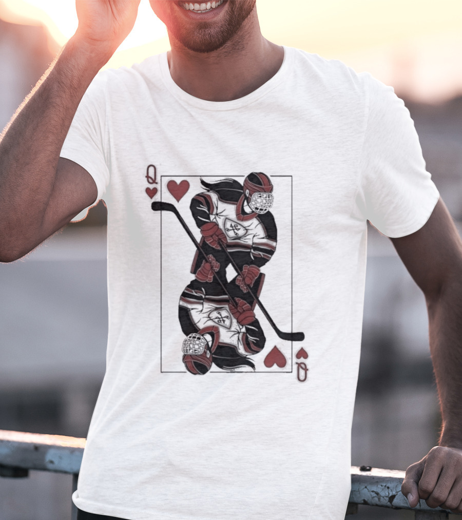 Queen Of Hearts Hockey Playing Card T-Shirt