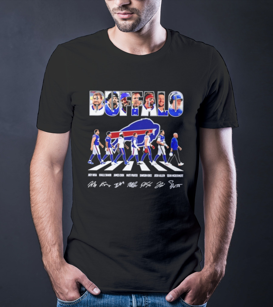 Buffalo Bills Players Abbey Road Sean McDermott Signatures NFL Team T-Shirt