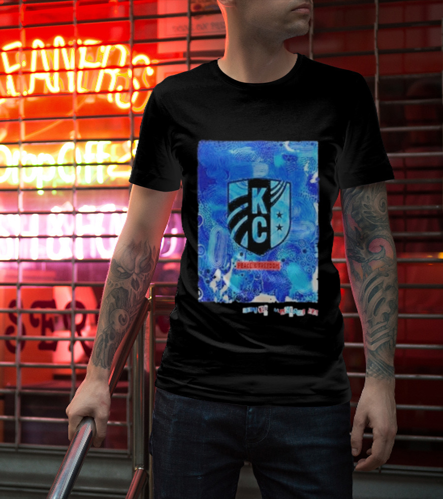 Kansas City Current KC Peace Freedom Blue T-Shirt