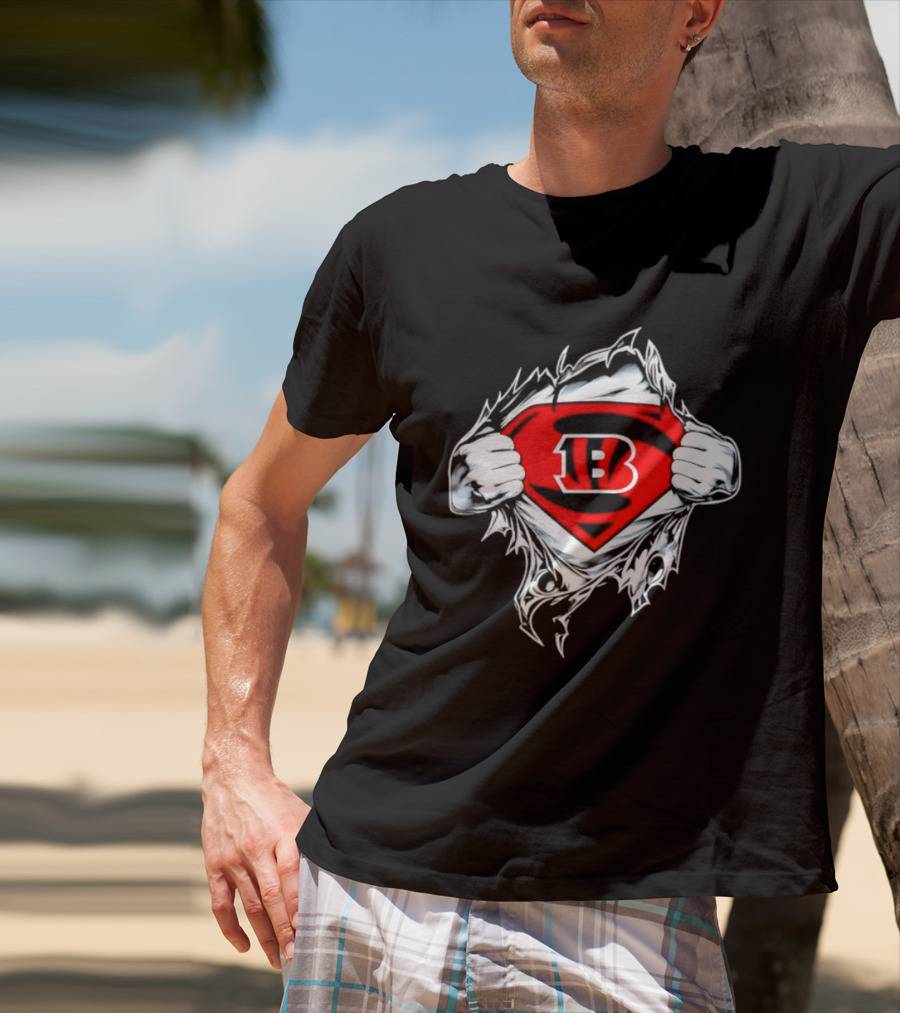 Cincinnati Bengals 13 Superman Symbol Football T-Shirt