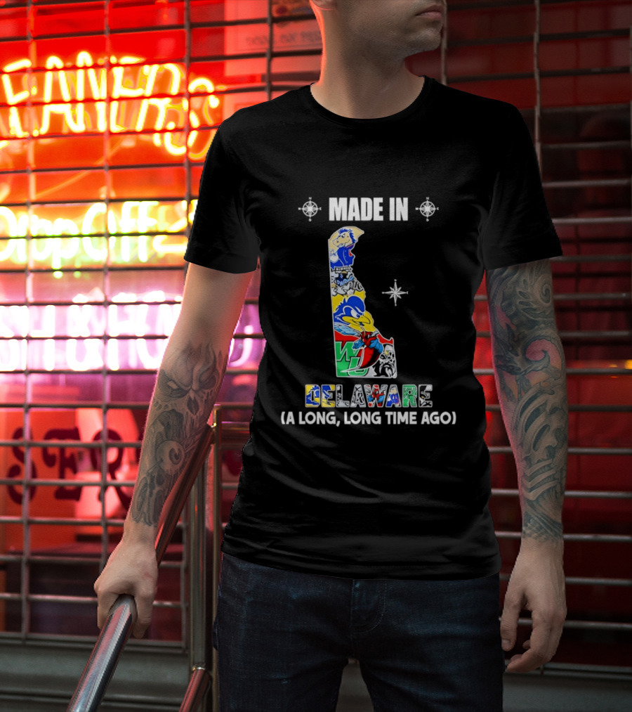 Made In Delaware A Long Long Time Ago State Map With Colorful T-Shirt