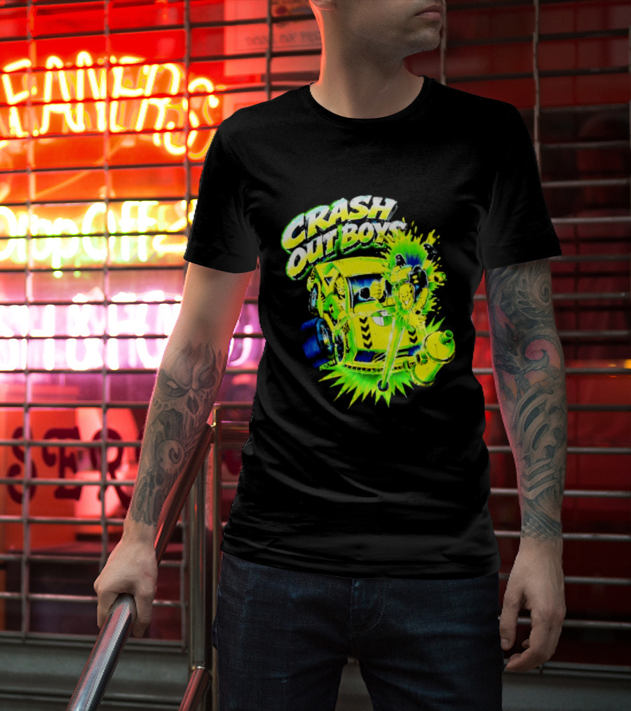 Crash Out Boys Neon Green Punk Streetwear Sludge T-Shirt
