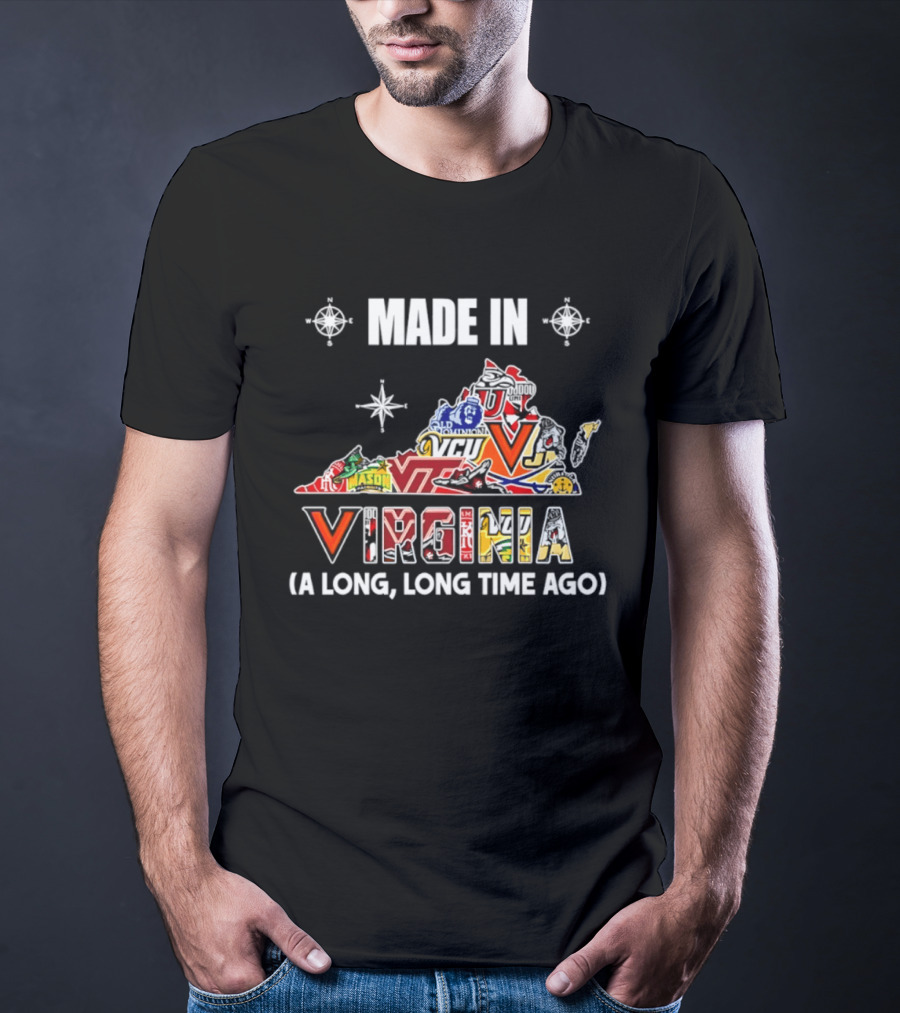 Made In Virginia Sports Team Map Virginia A Long Long Time Ago T-Shirt