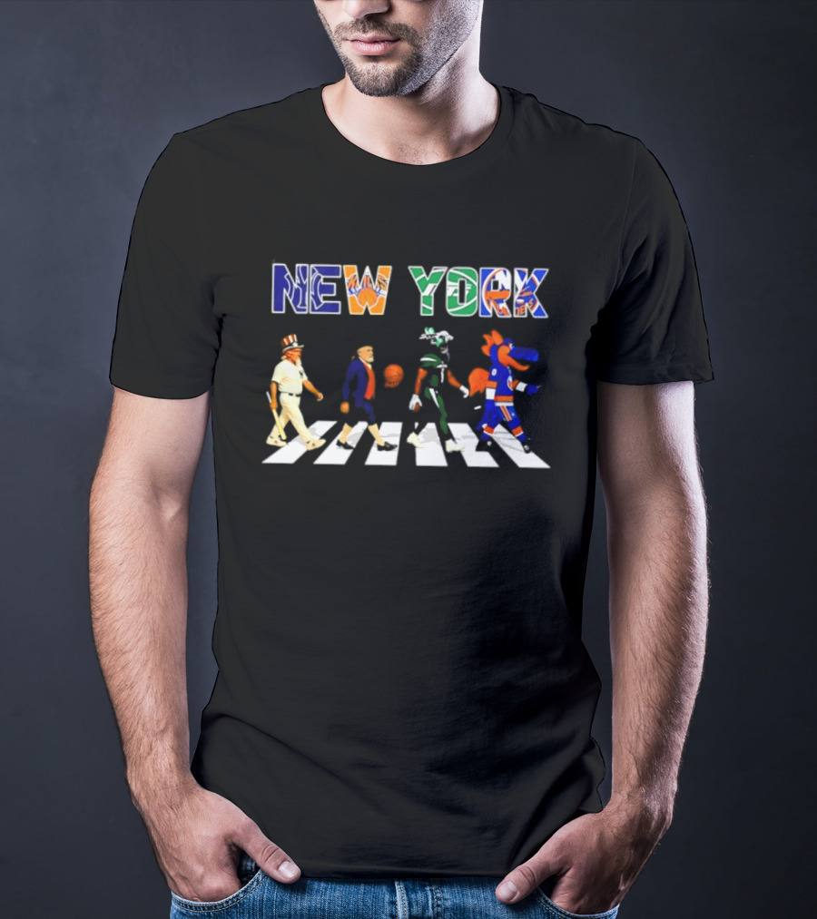 New York Yankees Knicks Jets Islanders Abbey Road Sports T-Shirt