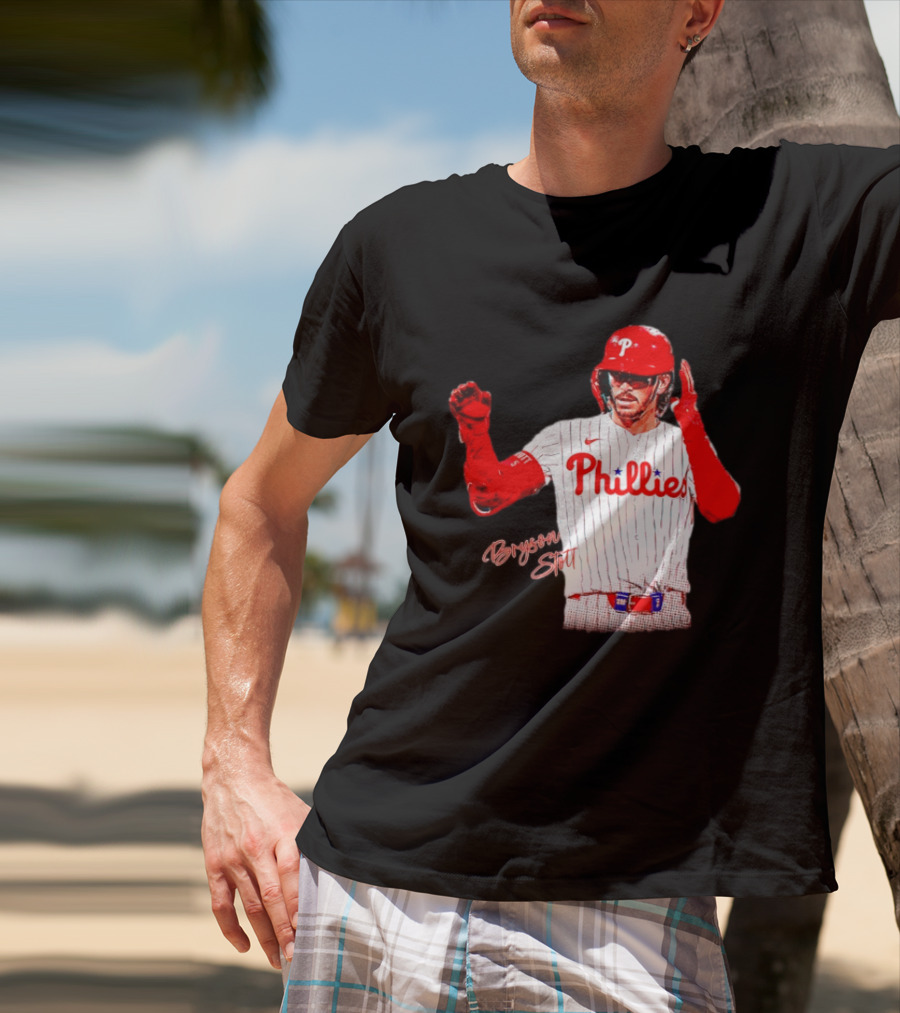 Philadelphia Phillies Bryson Stott Baseball Player Red And White Uniform T-Shirt