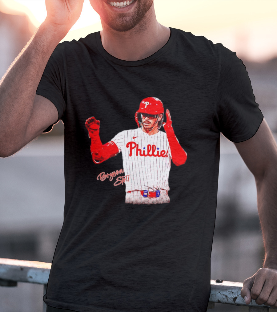 Philadelphia Phillies Bryson Stott Baseball Player Red And White Uniform T-Shirt