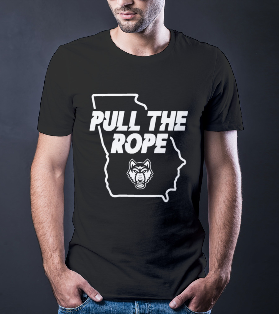 Pull The Rope Georgia Wolf Head Football T-Shirt