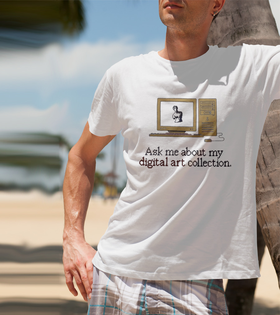 Ask Me About My Digital Art Collection Retro Computer T-Shirt