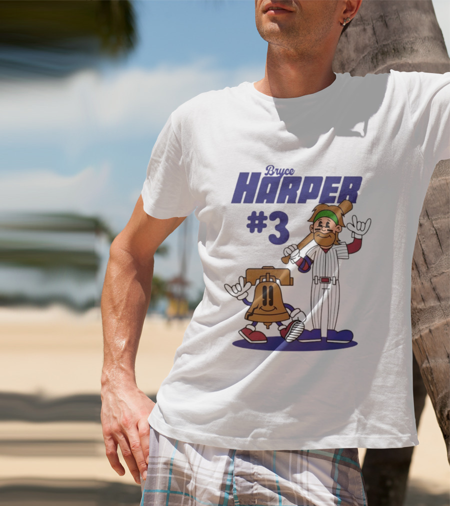 Bryce Harper #3 Philadelphia Phillies MLB Liberty Bell Animated Players T-Shirt