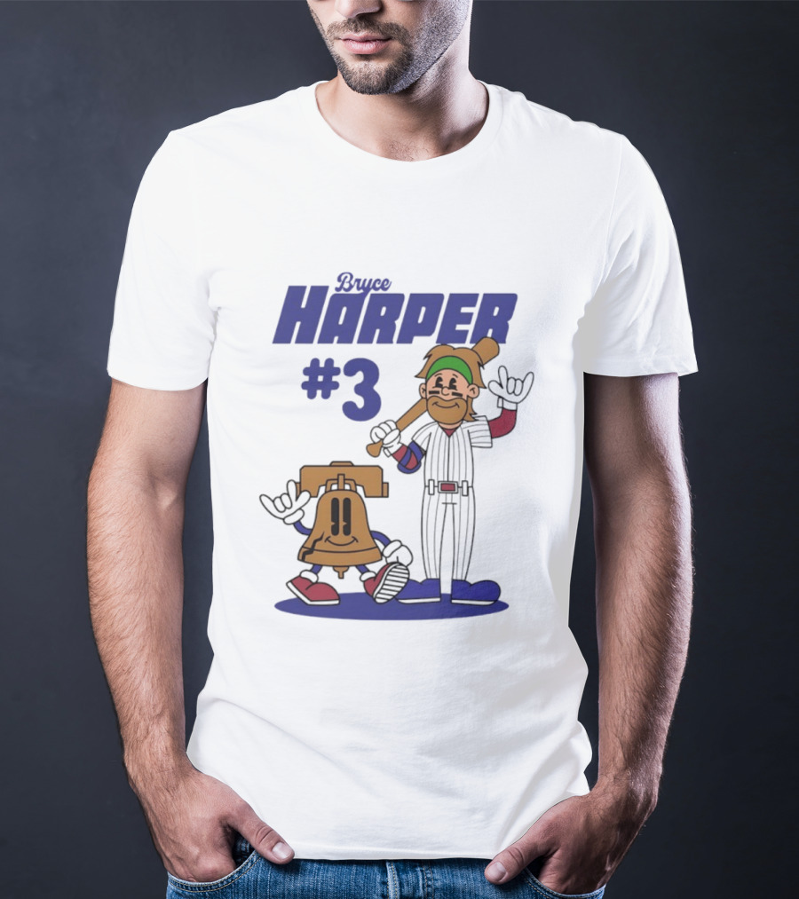 Bryce Harper #3 Philadelphia Phillies MLB Liberty Bell Animated Players T-Shirt