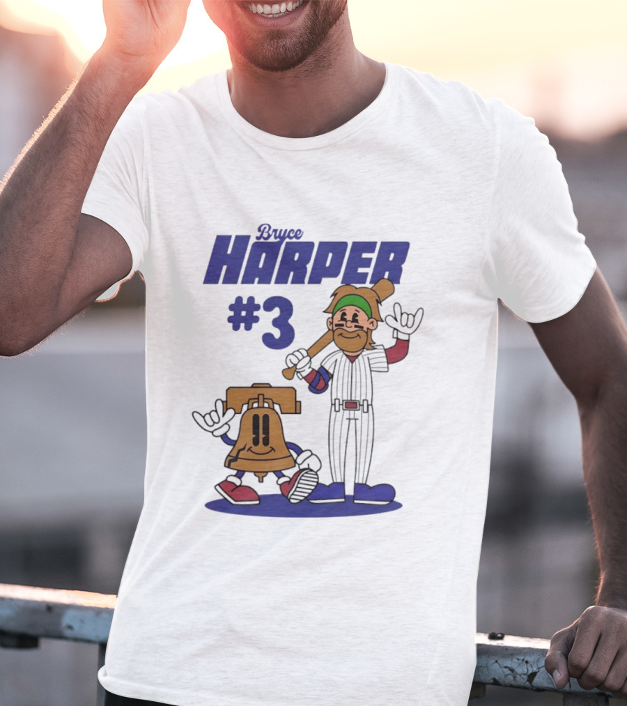 Bryce Harper #3 Philadelphia Phillies MLB Liberty Bell Animated Players T-Shirt