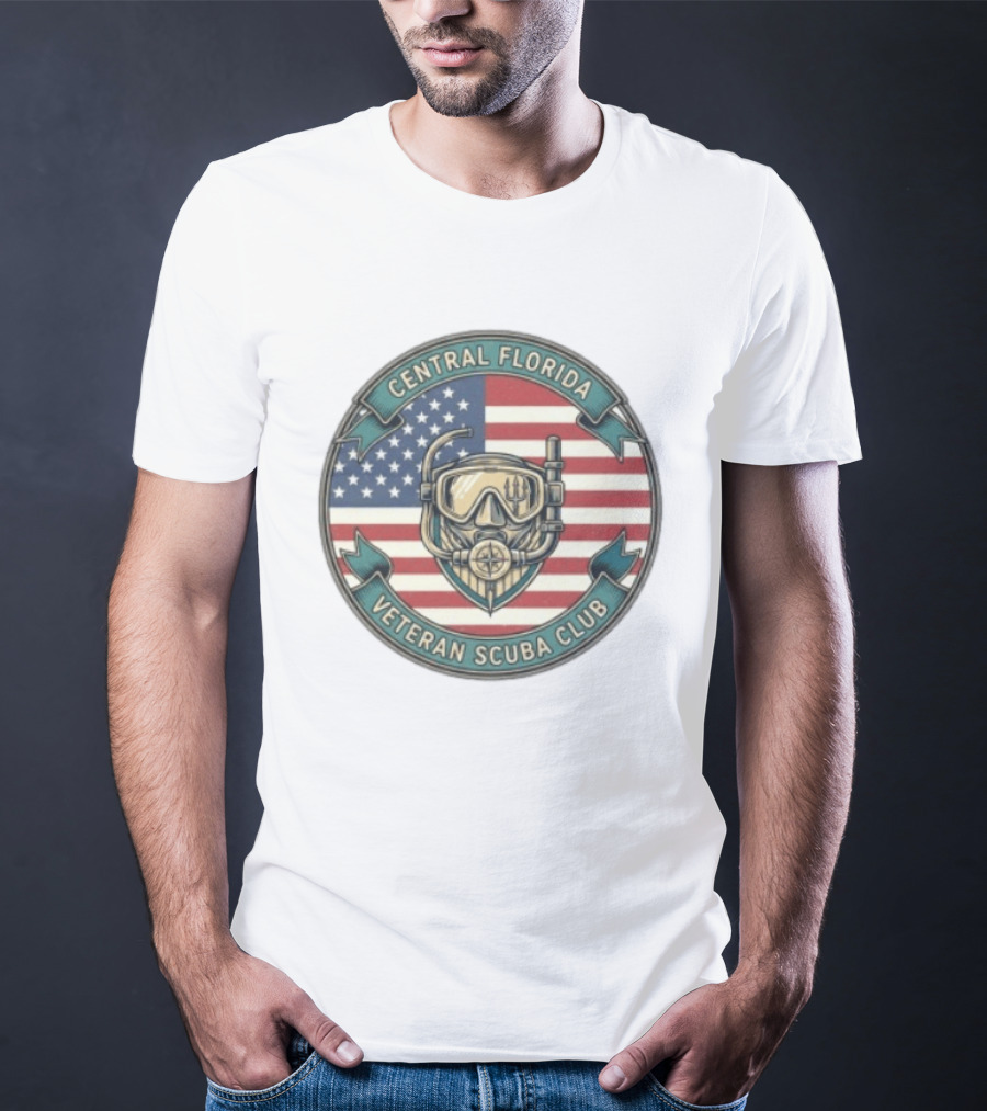 Central Florida Veteran Scuba Club American Flag Dive Mask T-Shirt