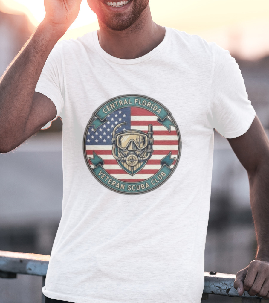 Central Florida Veteran Scuba Club American Flag Dive Mask T-Shirt