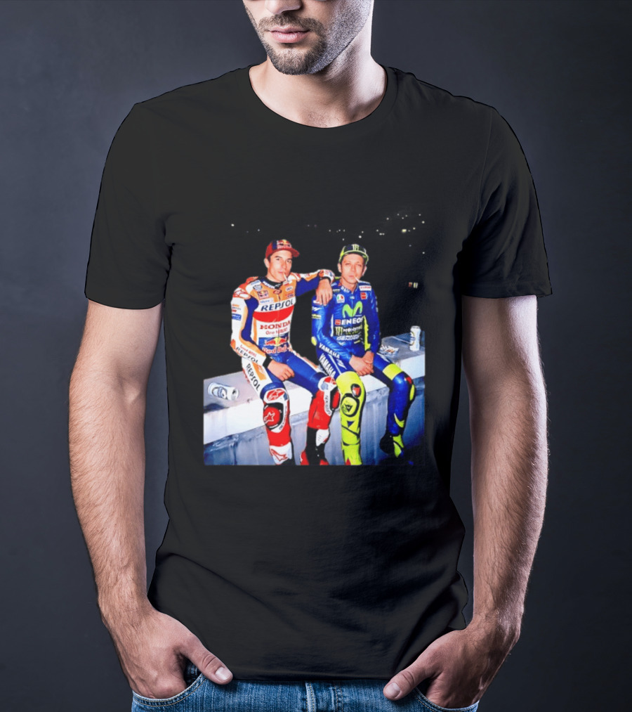 Valentino Rossi Marc Marquez MotoGP Repsol Yamaha Smoking Beer T-Shirt