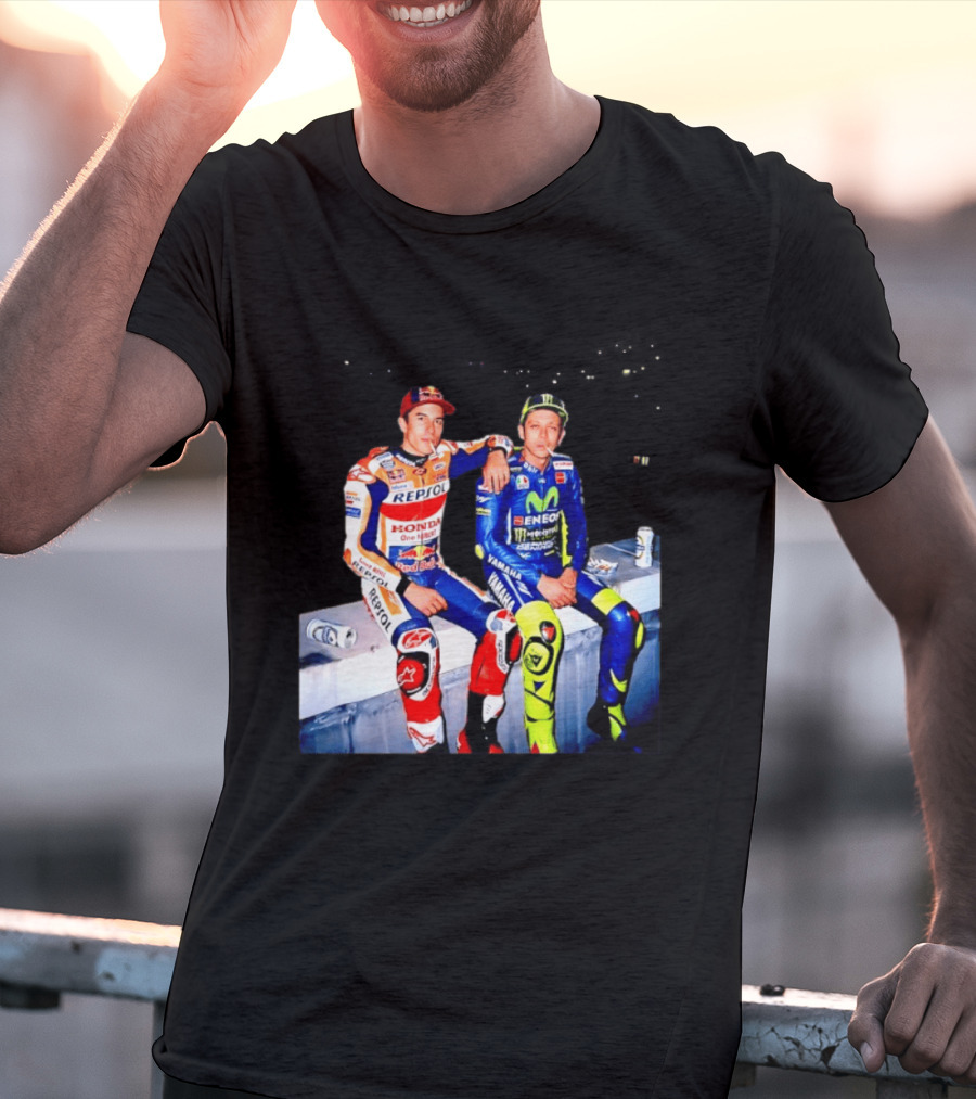 Valentino Rossi Marc Marquez MotoGP Repsol Yamaha Smoking Beer T-Shirt