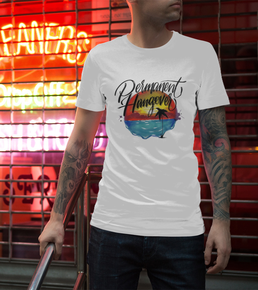 Permanent Hangover Sunset Palm 90s Bootleg Airbrush T-Shirt