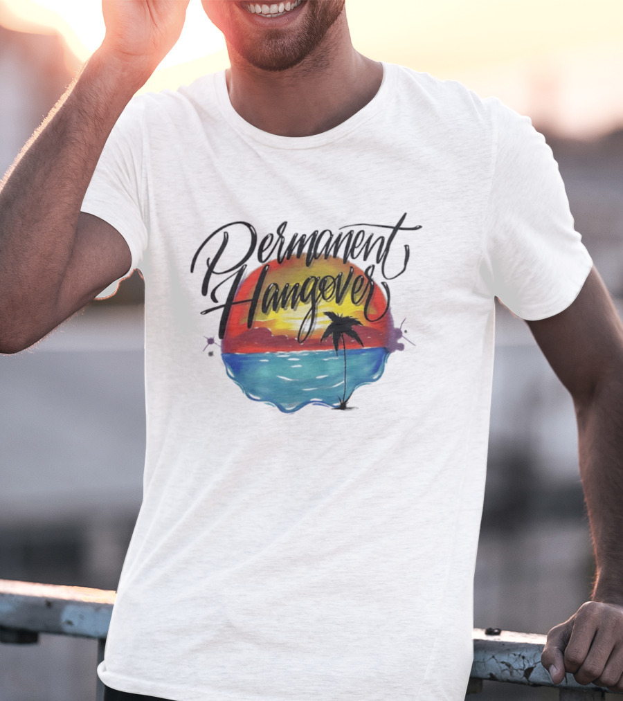Permanent Hangover Sunset Palm 90s Bootleg Airbrush T-Shirt